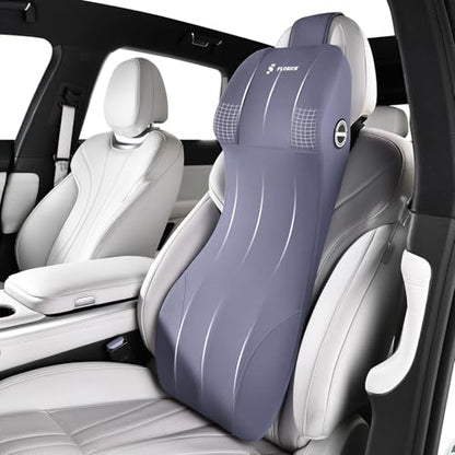 Integrated Car Seat Lumbar Support Pillow & Car Neck Pillow Memory Foam Back Cushion for Driving Car Seat Back Support Pillow for Car Seats Driver Back Neck Sciatica Pain Relief Cushion
