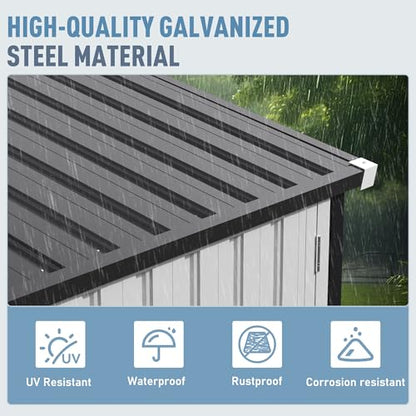 12x14 FT Outdoor Storage Metal Shed with Window