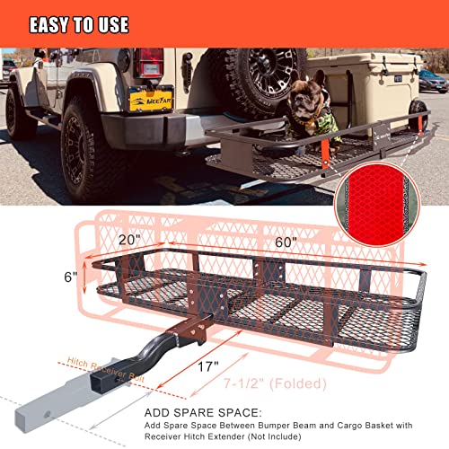 Hitch Mount Cargo Carrier Rack Basket 60"*20"*6"+Waterproof Bag 16 Cu.Ft