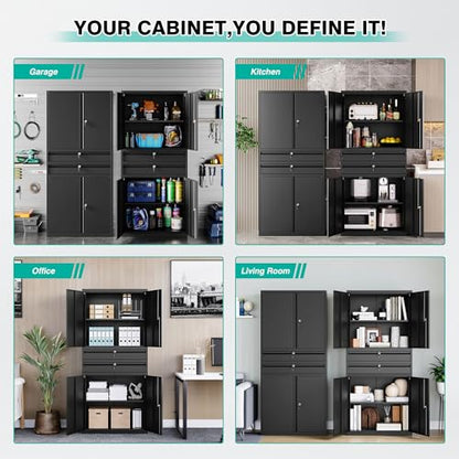 Metal Storage Cabinet with Drawer and Locks