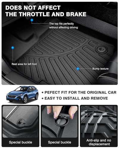 Floor Mats for 2024 2025 2026 Subaru Crosstrek & Impreza All Weather 3D TPE Anti