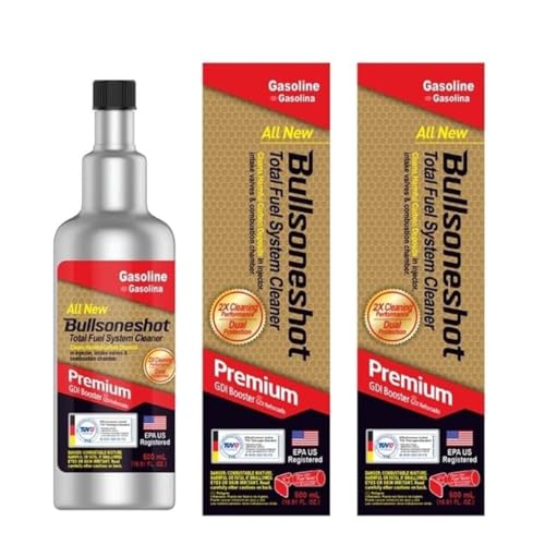 2 Pack Bullsoneshot Premium Total Fuel System Cleaner & Fuel Additive for Gasoline Engine (16.9 Fl Oz)