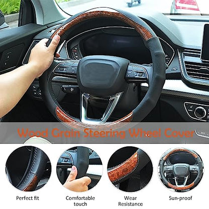 Wood Grain Steering Wheel Cover Car Steering Wheel Covers 14.5 (3 Count)
