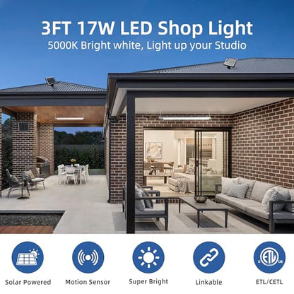 Solar Powered Shop Light with Motion Sensor (2 Count)