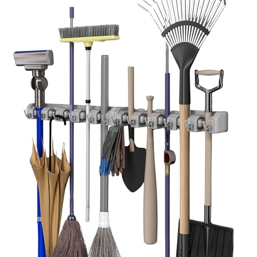 Garden Tool Organizer Wall Mount Broom and Mop Holder