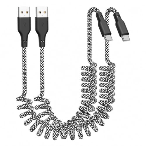 Car Carplay Cable 2Pack Coiled USB A to USB C Fast Charge Cord (2 Count)