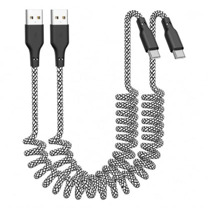 Car Carplay Cable 2Pack Coiled USB A to USB C Fast Charge Cord (2 Count)