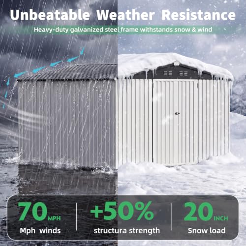 10' x 10' Waterproof Metal Outdoor Storage Shed