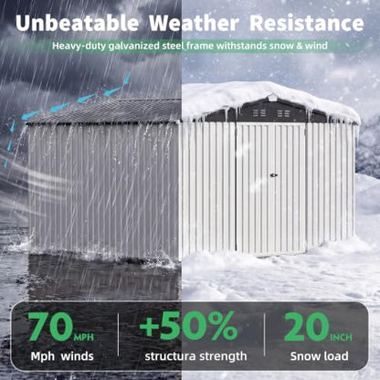 10' x 10' Waterproof Metal Outdoor Storage Shed