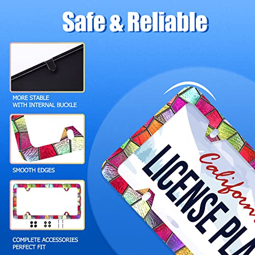 Pretty Glass License Plate Frame Stainless Steel Accessory 12.3x6.3 Inch