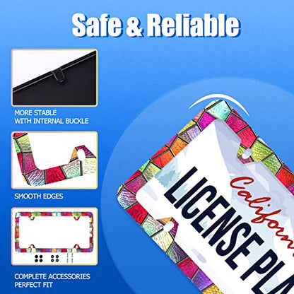 Pretty Glass License Plate Frame Stainless Steel Accessory 12.3x6.3 Inch