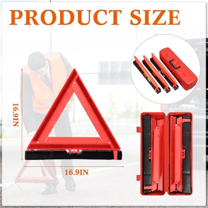 24 Pcs Warning Triangle Dot Approved Foldable Emergency Safety Triangles Reflective Road Safety Triangle with Carrying Case Heavy Base Roadside Warning Sign for Car Truck