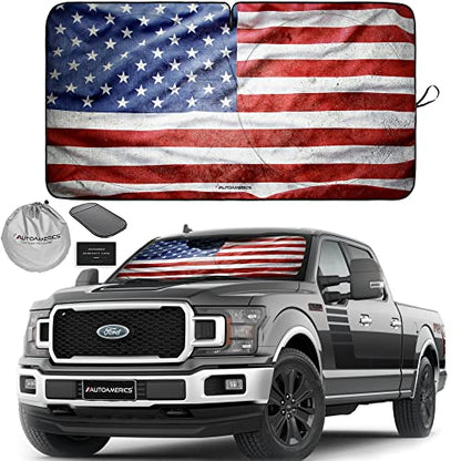 Truck Windshield Sun Shade with Storage Pouch & Anti