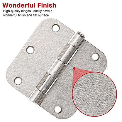 Rounded Door Hinges Brushed Nickel 3.5" 5 (100 Count)