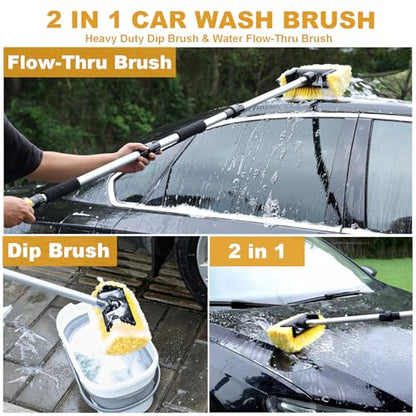 54" Car Wash Brush with Long Handle and 12" Soft Bristle Brush Head