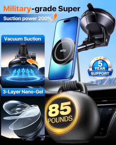 2026 Upgraded for Magsafe Car Mount [80LBS Strongest Suction & Military