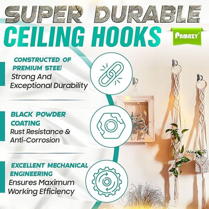 8Pcs 200LB Rotatable Ceiling Hook Wall Mount Metal Hanger for Hanging Plant (8 Count)