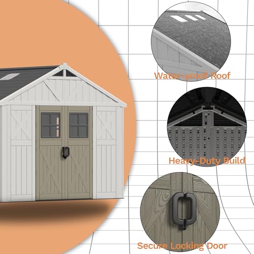 10x12 FT Resin Outdoor Storage Shed with Floor