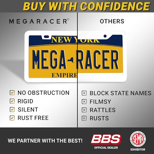 Premium Slim Gloss White License Plate Frame