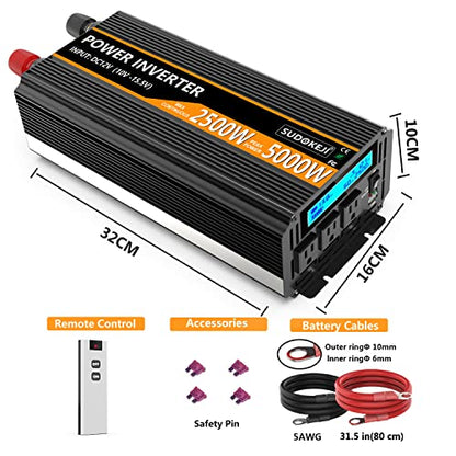 2500W Power Inverter 12V DC to AC 110V