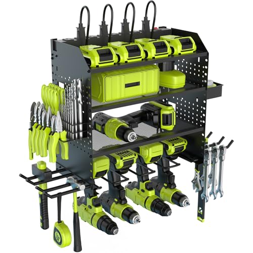 Heavy Duty Power Tool Organizer Wall Mount with Charging Station