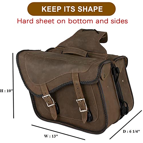 Naked Cowhide Leather Motorcycle Saddle Bags Throw Over Saddlebags (2 Count)