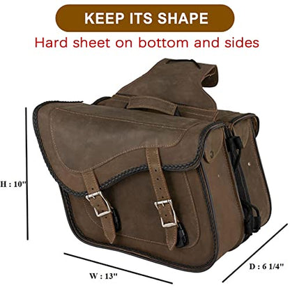 Naked Cowhide Leather Motorcycle Saddle Bags Throw Over Saddlebags (2 Count)
