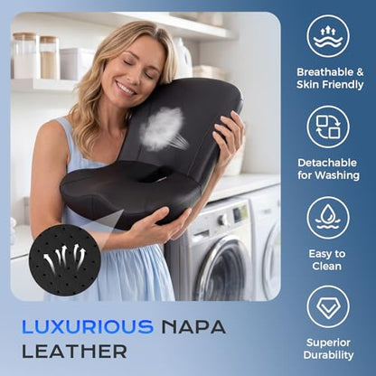 Car Seat Cushion and Lumbar Support Pillow One Piece