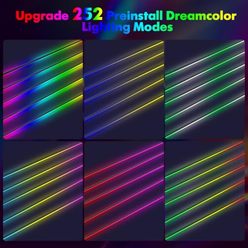 Dreamcolor Acrylic Car Interior Lights 18 in 1 RGB Car Ambient Lighting Kit APP Control Zoned Control System 252 Color Modes DIY 16 Million Colors Music Sound Active Neon Light Kits New Version
