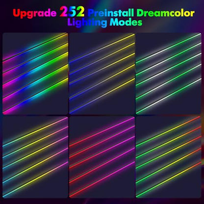 Dreamcolor Acrylic Car Interior Lights 18 in 1 RGB Car Ambient Lighting Kit APP Control Zoned Control System 252 Color Modes DIY 16 Million Colors Music Sound Active Neon Light Kits New Version