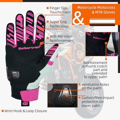 SPS 2 Unisex Touchscreen Road Racing Motorcycle MTB Sports Gloves Also fit BMX MX ATV Mountain Bike Bicycle Cycling Off
