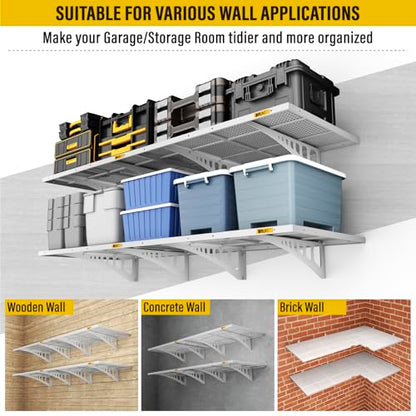 4Pack 2x3ft Adjustable Metal Garage Wall Shelving Heavy Duty Garage Storage Shelf Wall Mounted White (4 Count)