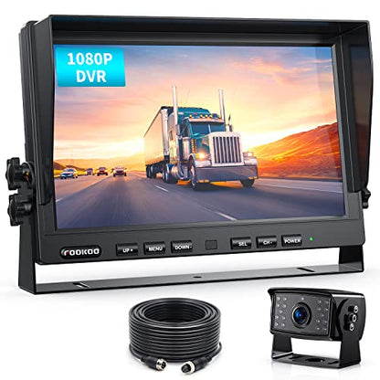 10" HD 1080P Wired Backup Camera with 10" Dual Split Screen Monitor
