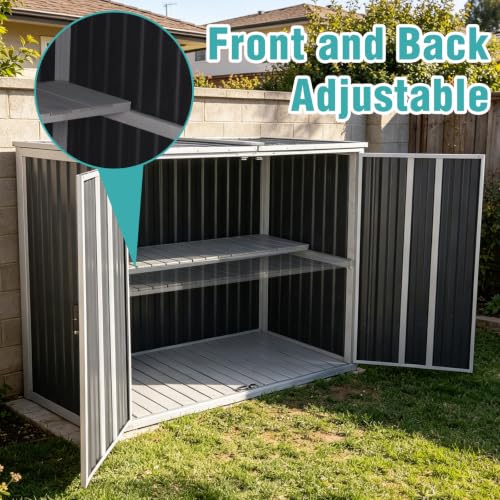 Outdoor Storage Shed 4.2x2.2FT with Metal Frame & Fir Wood
