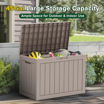 45 Gallon Small Outdoor Storage Deck Box