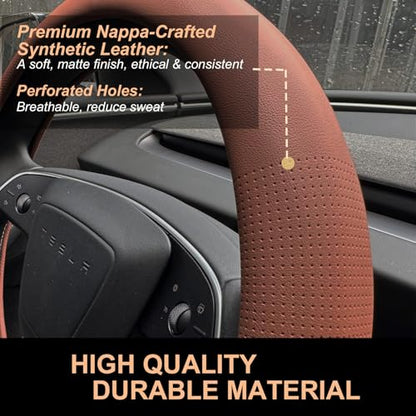 Nappa Leather Steering Wheel Cover for Tesla Model Y