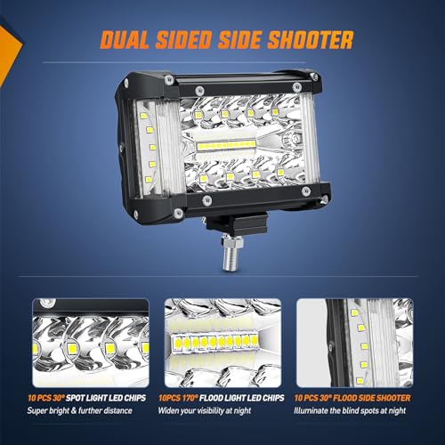 4.3 Inch Side Shooter Light Bar Spot Flood Combo Triple Row