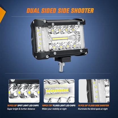 4.3 Inch Side Shooter Light Bar Spot Flood Combo Triple Row