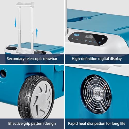Car Fridge 40Quart（36L） Portable 12 Volt Car Refrigerator Cooler with Wheels&Bluetooth Speaker&Handle&Battery Powered