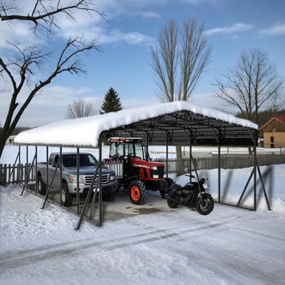 20x30 FT Metal Carport with Extra 8 Side Reinforcement Support Rods