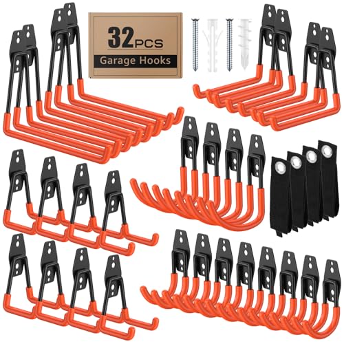 32 Pack Heavy Duty Wall Mount Garage Hooks