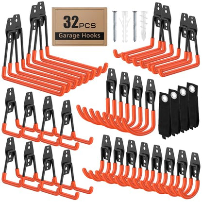 32 Pack Heavy Duty Wall Mount Garage Hooks
