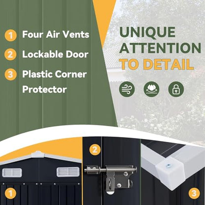 10 x 12FT Outdoor Storage Shed with Double Hinged Large Door