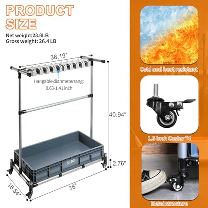 Mop and Broom Holder with Wheels
