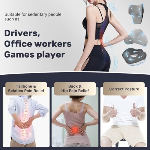 Seat Cushion and Lumbar Support Pillow for Car Office Chair