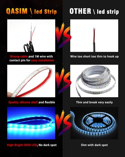 Blue 12V LED Strip Lights 32CM Waterproof for Car Boat Motorcycle Pack of 6 (6 Count)