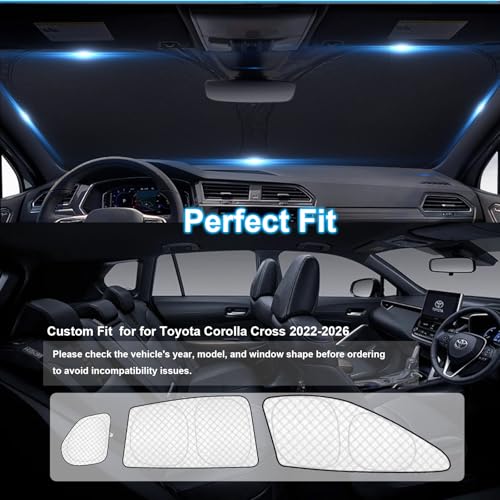 8pcs Thicken Full Window Sun Shades for Toyota Corolla Cross 2022