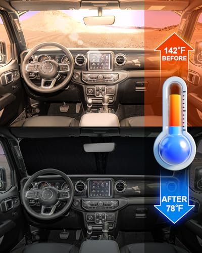 Foldable Front Sun Shade for Jeep Wrangler 2018