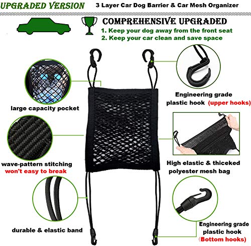 Pet Barrier Dog Car Net Barrier with Auto Safety Mesh Organizer Baby Stretchable Storage Bag Universal for Cars