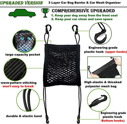 Pet Barrier Dog Car Net Barrier with Auto Safety Mesh Organizer Baby Stretchable Storage Bag Universal for Cars